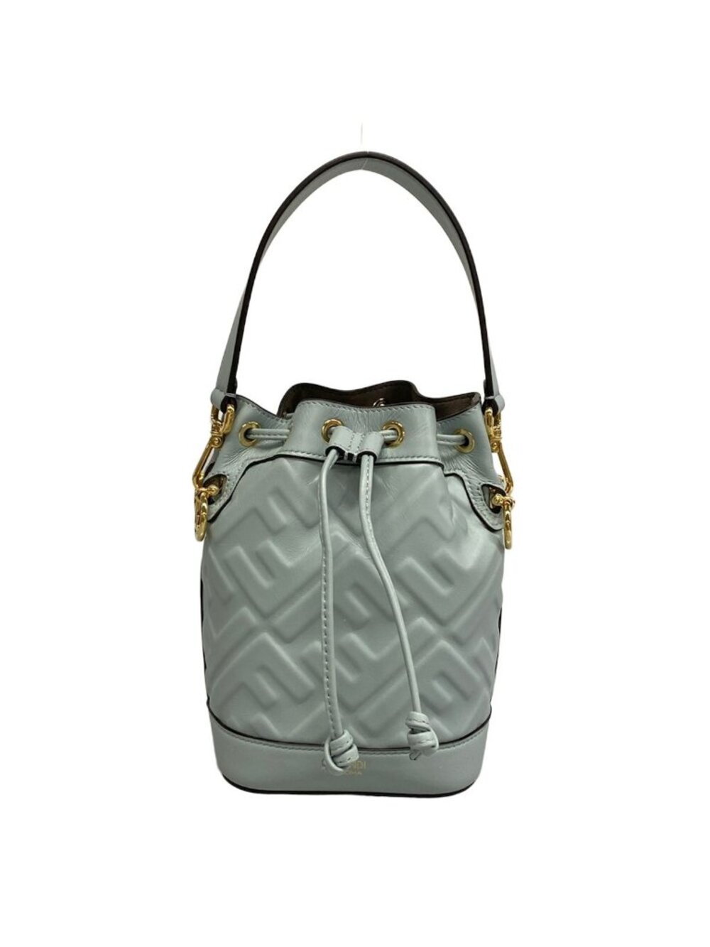 Fendi Handbag Mon Tresor Light Blue Embossed Leather